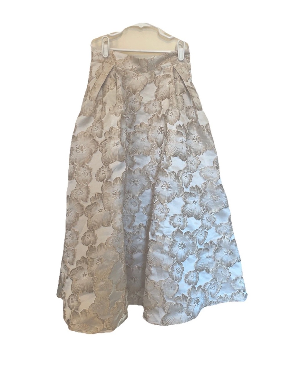 Elegant Cream Floral Jacquard Midi Skirt ChickWish Thriving Golden Blossom - Picture 5 of 6